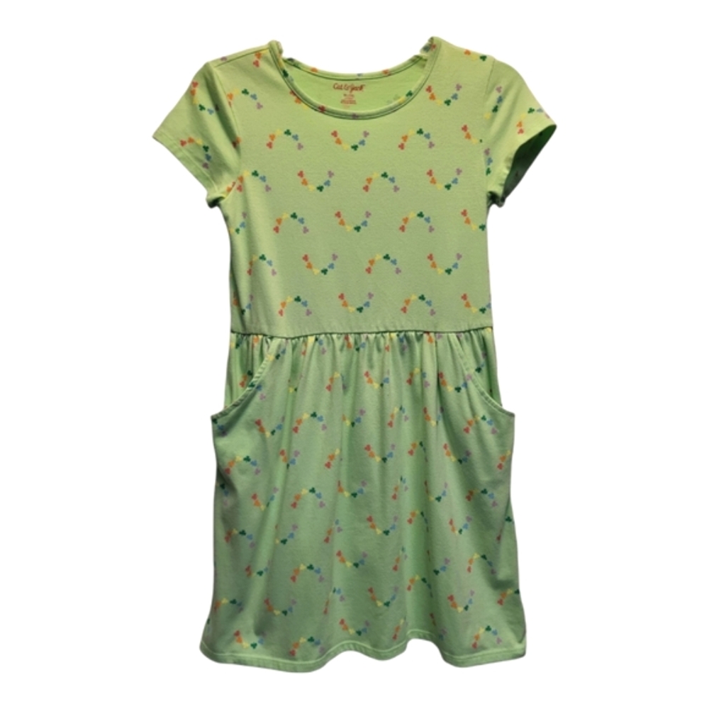 Cat & Jack Kids Green Four Leaf Clover Rainbow Dress - Size XL (14)